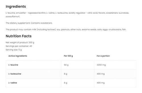 OstroVit BCAA 8-1-1 (200 g, Narancs)