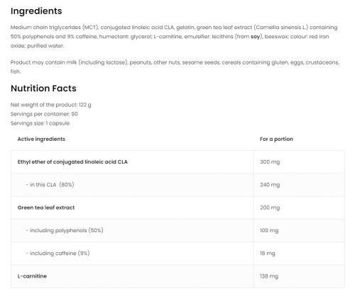OstroVit CLA + Zöld Tea + L-Karnitin (90 Kapszula)