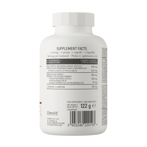 OstroVit CLA + Zöld Tea + L-Karnitin (90 Kapszula)