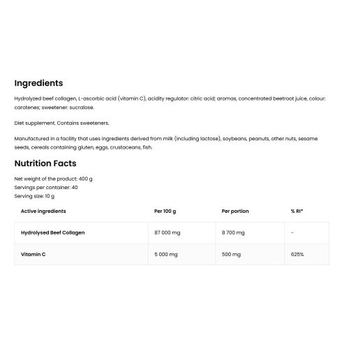 OstroVit Kollagén + C-vitamin (400 g, Őszibarack)