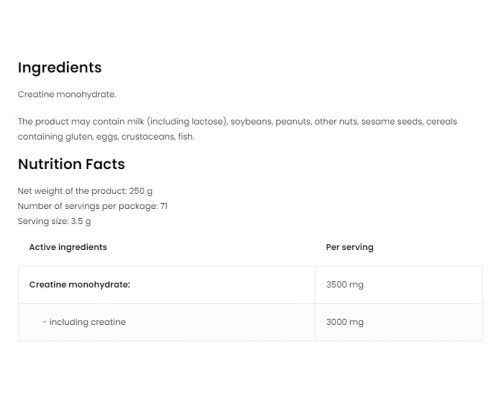 OstroVit Creatine Monohydrate (Creapure®) (250 g, Natúr)