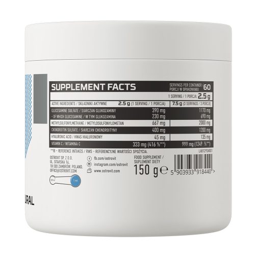 OstroVit Glucosamine + MSM + Chondroitin Por (150 g, Natúr)