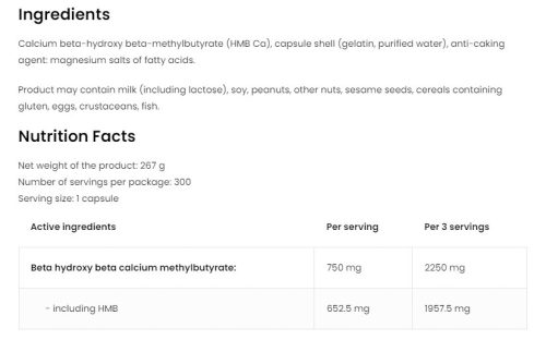 OstroVit HMB 2250 mg (300 Kapszula)