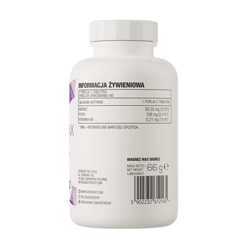OstroVit Magnez MAX Skurcz (60 Tabletta)