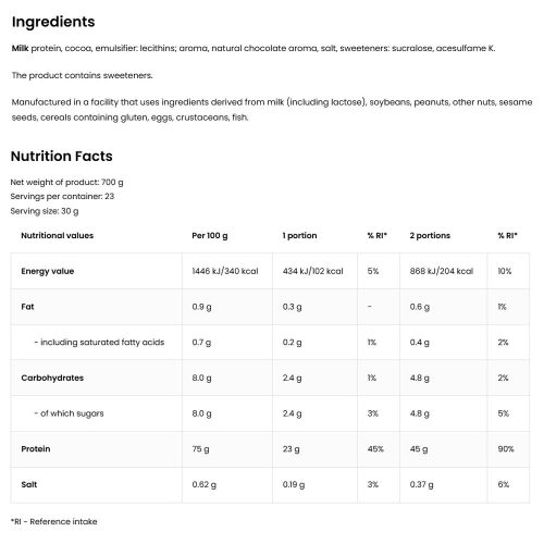 OstroVit Micellar Casein - Micelláris kazein (700 g, Csokoládé)