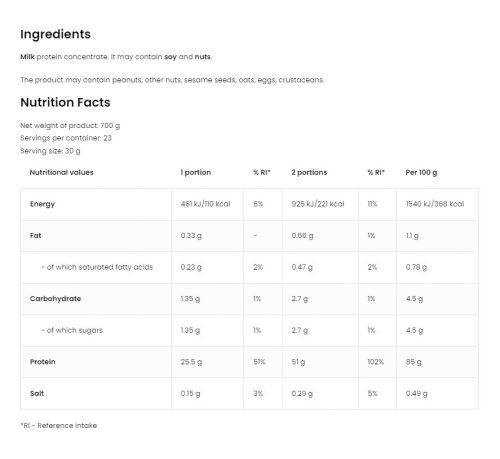 OstroVit Micellar Casein - Micelláris kazein (700 g, Natúr)