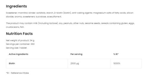 OstroVit Pharma Biotin 2500 mcg (360 Szopogató Tabletta, Eper)