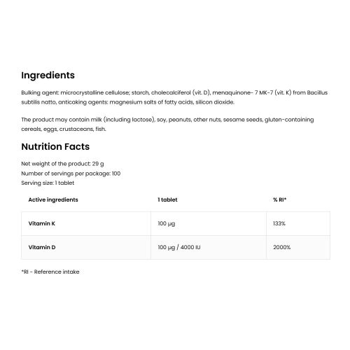 OstroVit Vitamin D3 4000 + K2 (100 Tabletta)
