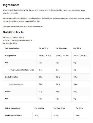 OstroVit Clear Whey Isolate (400 g, Uborka-menta)