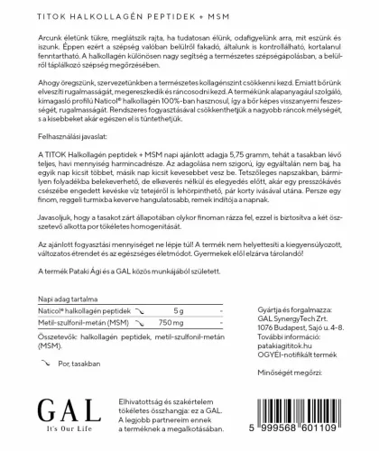 GAL TITOK Halkollagén Peptidek + MSM (173 g)