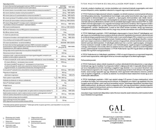 GAL TITOK Multivitamin és Halkollagén Peptidek + MSM (127g + 173g)
