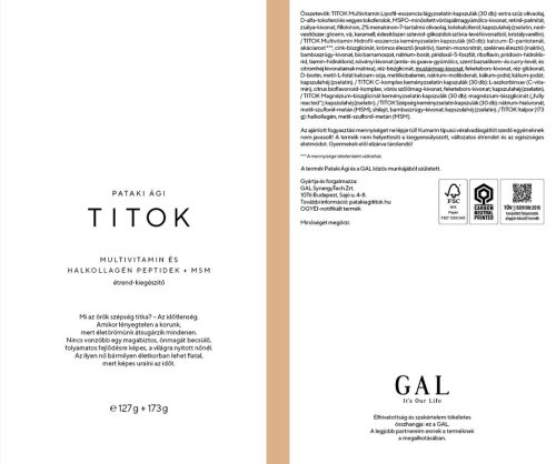 GAL TITOK Multivitamin és Halkollagén Peptidek + MSM (127g + 173g)
