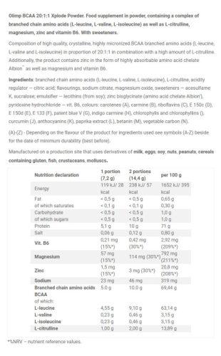 Olimp Sport BCAA 20:1:1 Xplode Por (500 g, Körte)