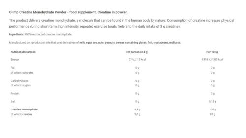 Olimp Sport Creatine Monohydrate Powder (250 g)