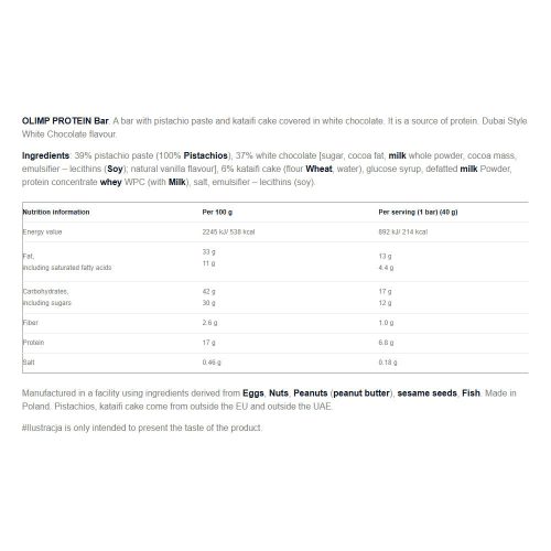 Olimp Sport Protein Bar (40 g, Dubai fehércsoki)