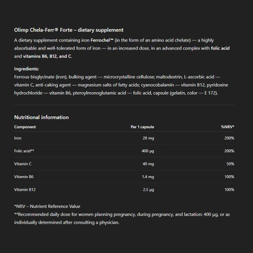 Olimp Labs Chela-Ferr Forte - Az új generációs vas (60 Kapszula)