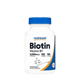   Nutricost Biotin with Coconut Oil Softgels 5000 mcg (150 Lágykapszula)