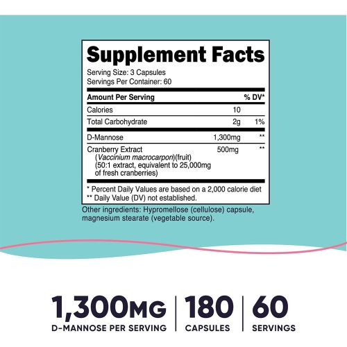 Nutricost D-Mannose with Cranberry Extract for Women 1300 mg (180 Kapszula)