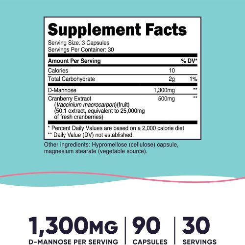 Nutricost D-Mannose with Cranberry Extract for Women 1300 mg (90 Kapszula)