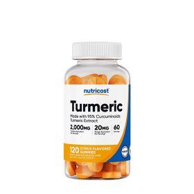   Nutricost Turmeric Gummies 2.000 mg - Kurkuma Gumicukor (120 Gumicukor, Citrom)