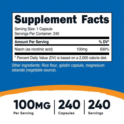 Nutricost Vitamin B3 Niacin 100 mg (240 Kapszula)