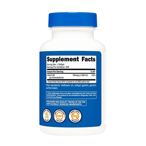 Nutricost Vitamin D3 1000 NE (240 Lágykapszula)