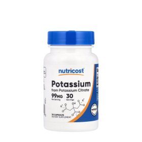   Nutricost Potassium Citrate 99 mg - Kálium-Citrát (30 Kapszula)