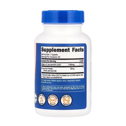 Nutricost Vitamin C with Rose Hips - C-Vitamin Csipkebogyóval (30 Kapszula)