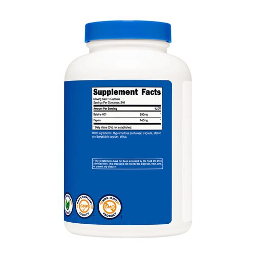 Nutricost Betaine HCI + Pepsin Capsules (240 Kapszula)