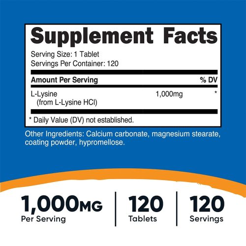 Nutricost L-Lysine Tablets (120 Tabletta)