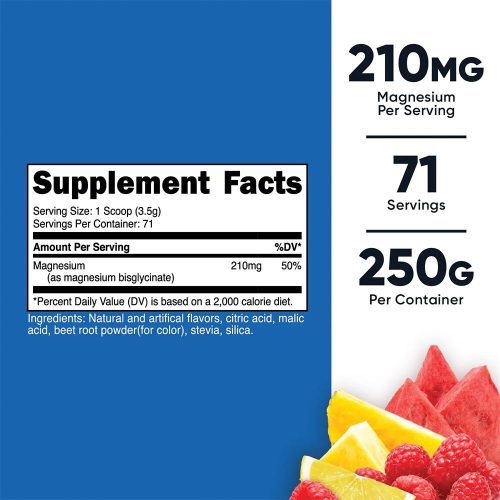Nutricost Magnesium 30% Glycinate Powder (250 g, Gyümölcsös Puncs)