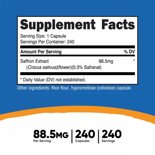 Nutricost Saffron Extract Capsules - Sáfrány Kivonat (240 Kapszula)