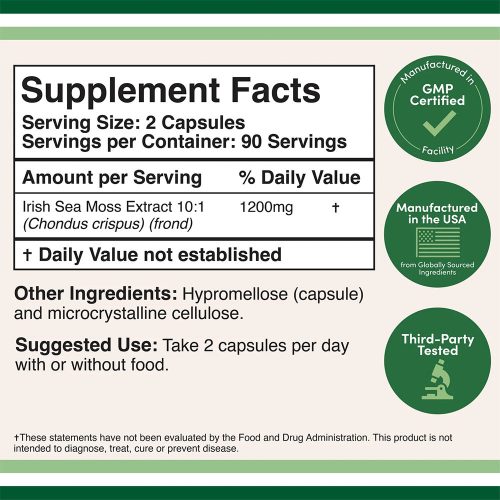 Double Wood Supplements Irish Sea Moss - Ír moszat (180 Kapszula)