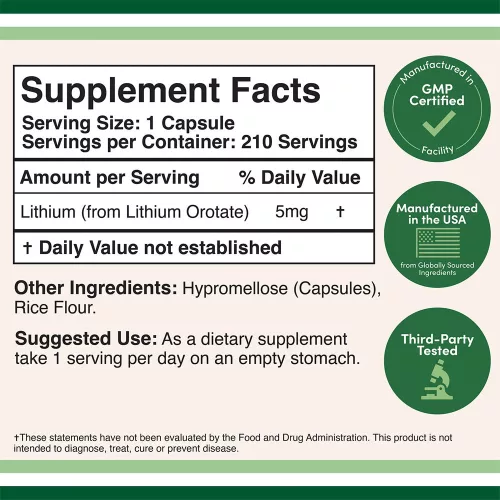 Double Wood Supplements Lithium Orotate  (210 kapszula)