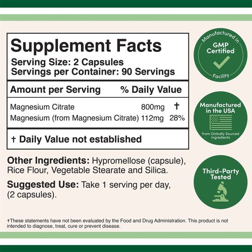 Double Wood Supplements Magnesium Citrate (180 Kapszula)