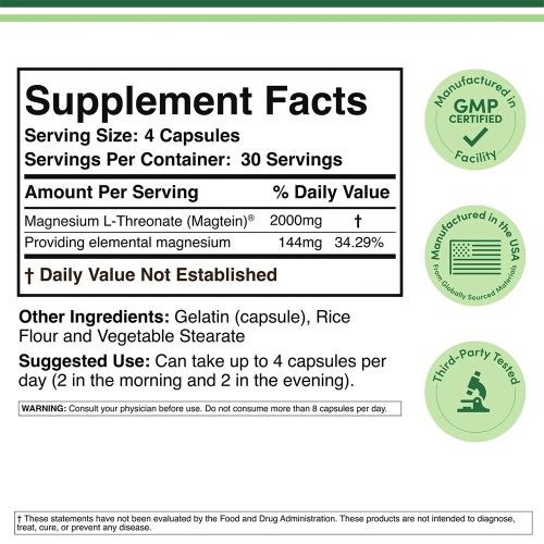 Double Wood Supplements Magnesium L-Threonate (Magtein) (120 Kapszula)