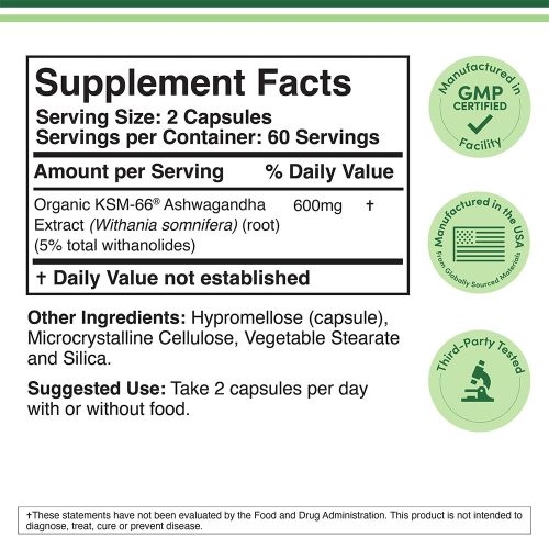 Double Wood Supplements KSM-66 Ashwagandha 600 mg (120 Kapszula)