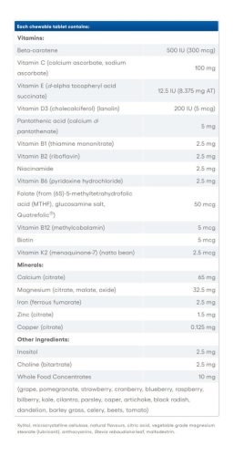 Natural Factors Chewable Multivitamin & Minerals with Whole Food Concentrates (60 Rágótabletta, Jungle Berry)