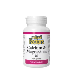   Natural Factors Calcium & Magnesium 2:1 Plus Vitamin D3 (90 Kapszula)