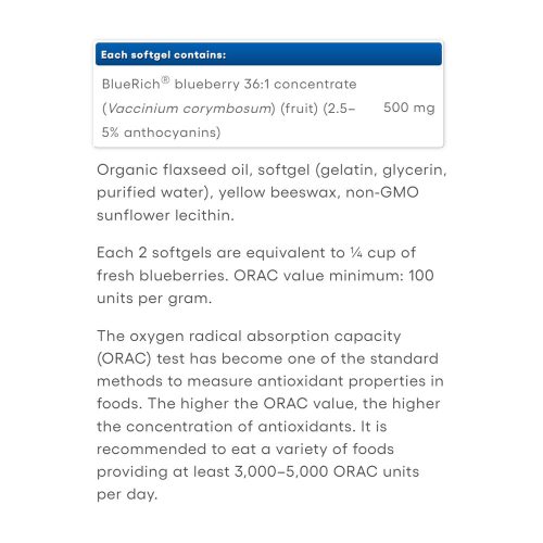 Natural Factors Super Strength Blueberry Concentrate 500 mg (180 Lágykapszula)