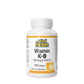   Natural Factors Vitamin K+D 120 mcg & 1000 IU (120 Lágykapszula)