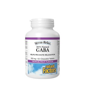   Natural Factors 100% Natural GABA 100 mg (60 Rágótabletta, Trópusi Gyümölcs)