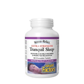   Natural Factors Tranquil Sleep Extra Strength (60 Rágótabletta, Trópusi Gyümölcs)