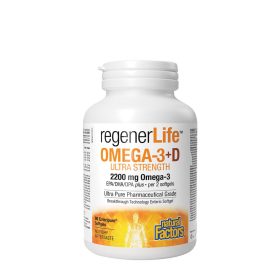   Natural Factors RegenerLife Omega-3+D Ultra Strength 2200 mg / 1000 IU (90 Lágykapszula)