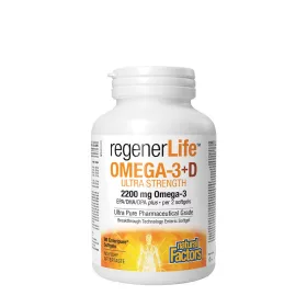   Natural Factors RegenerLife Omega-3+D Ultra Strength 2200 mg / 1000 IU (90 Lágykapszula)