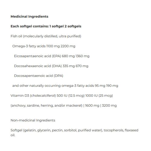 Natural Factors RegenerLife Omega-3+D Ultra Strength 2200 mg / 1000 IU (90 Lágykapszula)