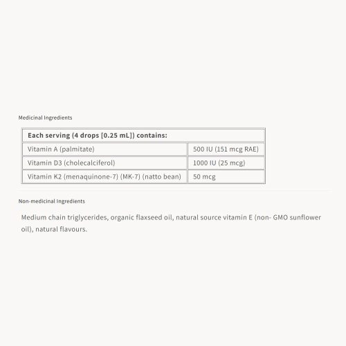 Natural Factors K2+D3+A 50 mcg/1000 NE/500 NE (30 ml)