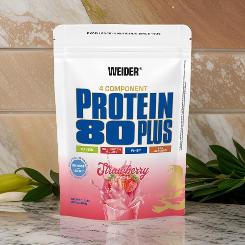 Weider Protein 80 Plus fehérjepor - 500 g - eper